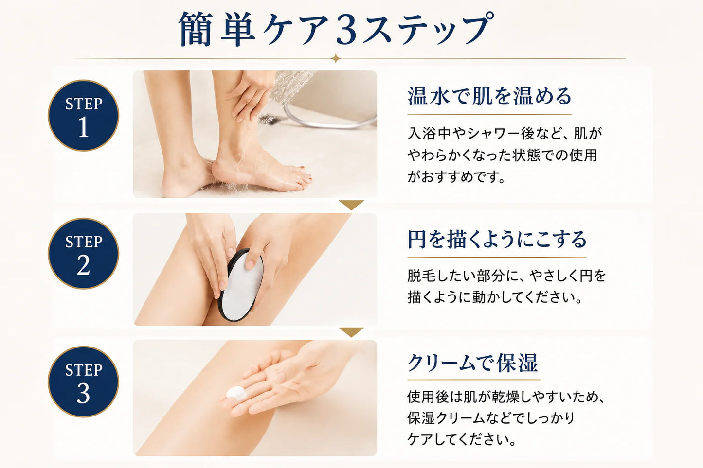 NanoSilk™ | カミソリに頼らない、やさしいムダ毛ケアパッド