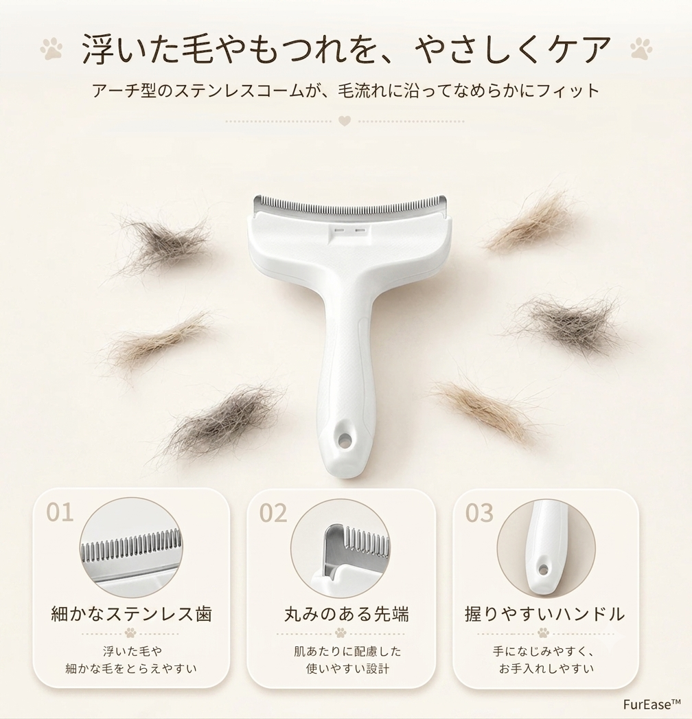 FurEase™ | 服・ソファの抜け毛対策ブラシ
