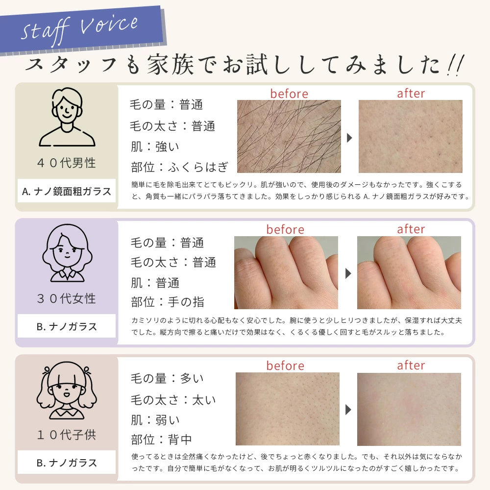 NanoSilk™ | 痛くないムダ毛処理ナノガラスパッド